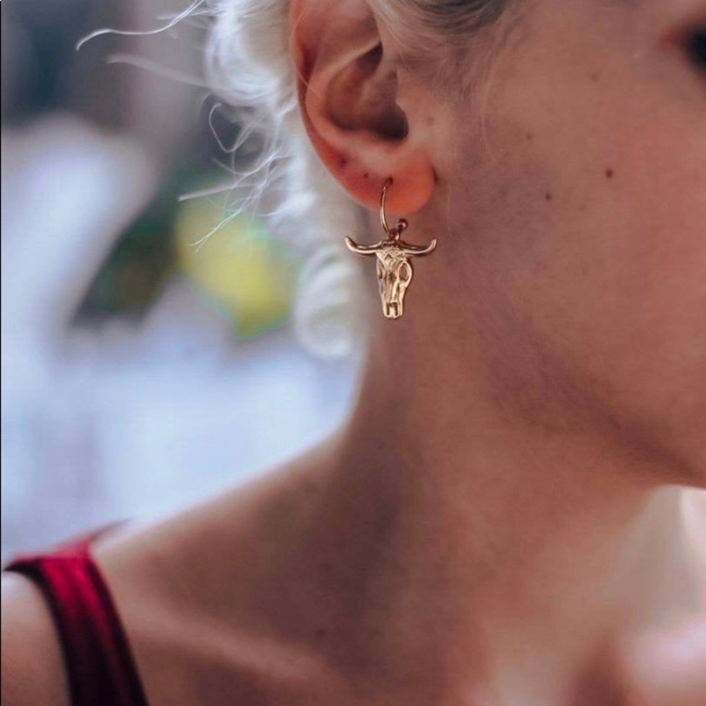 Cow skull Gold Earrings